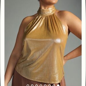 Anthropologie 3X Sundays in Brooklyn SILVER Halter Holiday Top NWT